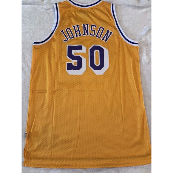 Magic Johnson Los Angeles Lakers 50th Anniversary Jersey Adidas Mens XL Yellow - Picture 8 of 9